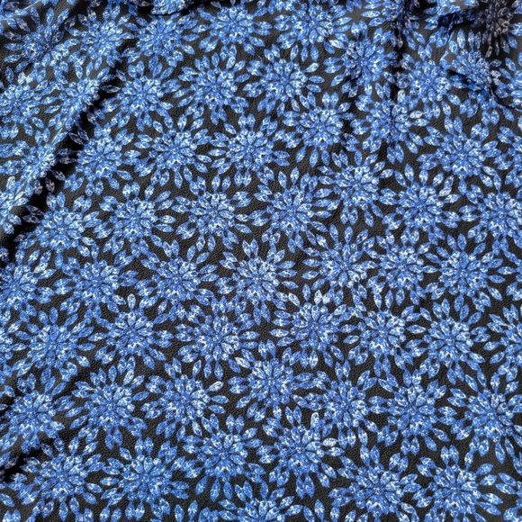 Michael Kors Blue Floral Ruffled Peekaboo Blouse - Picture 3 of 9